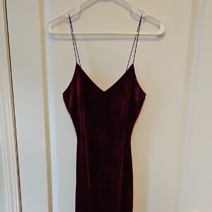 Elegant Burgundy Suede Slip Dress
